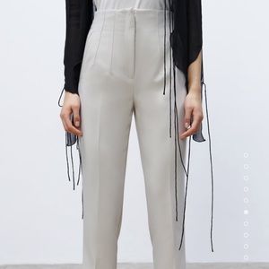 Zara High Waisted Pants - Oyster White